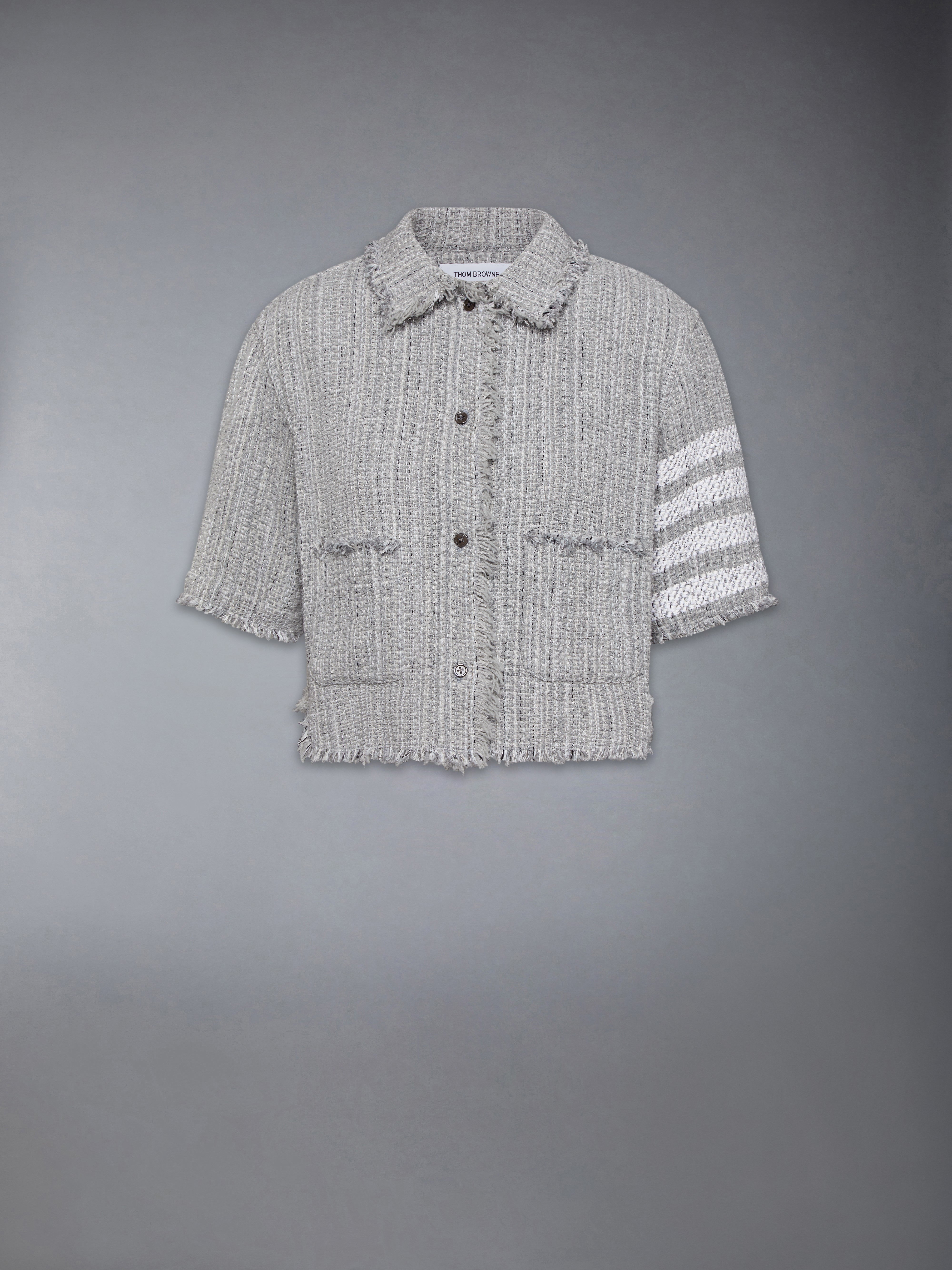 ソリッドツイード 4BAR クロップ シャツ ジャケット | Thom Browne