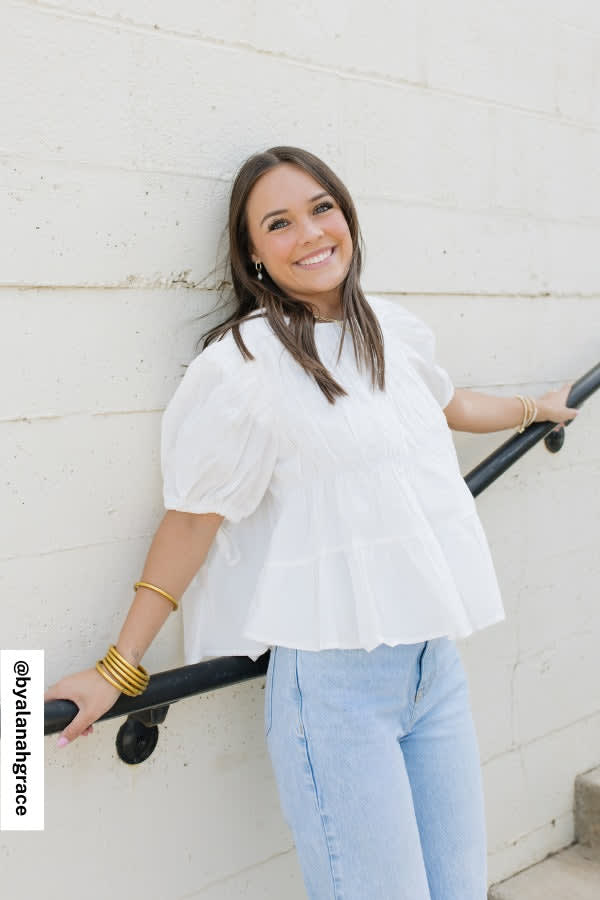 Shirr Delight Puff Sleeve Top — Three Bird Nest