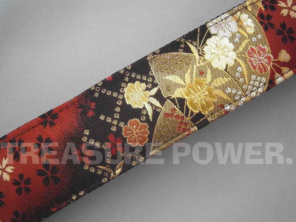 tiny products / tiny products 和柄ギターストラップ 扇面/黒-赤