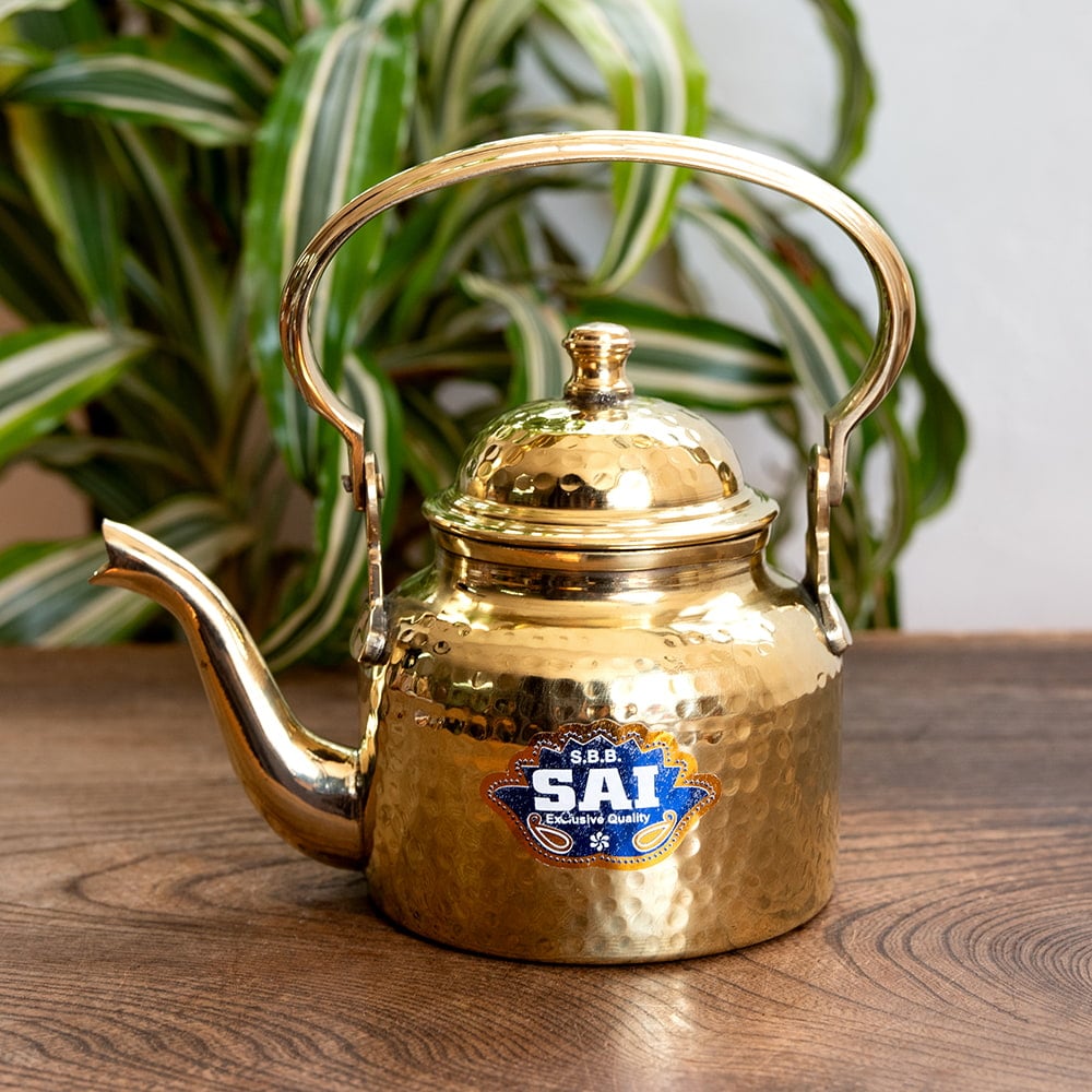 送料無料 やかん ティーポット チャイ 真鍮 インドの豪華絢爛 ブラス