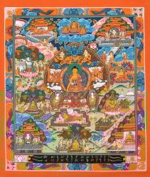 一点物〕タンカ - 釈迦牟尼仏曼荼羅[30cm x 36cm] の通販[送料無料