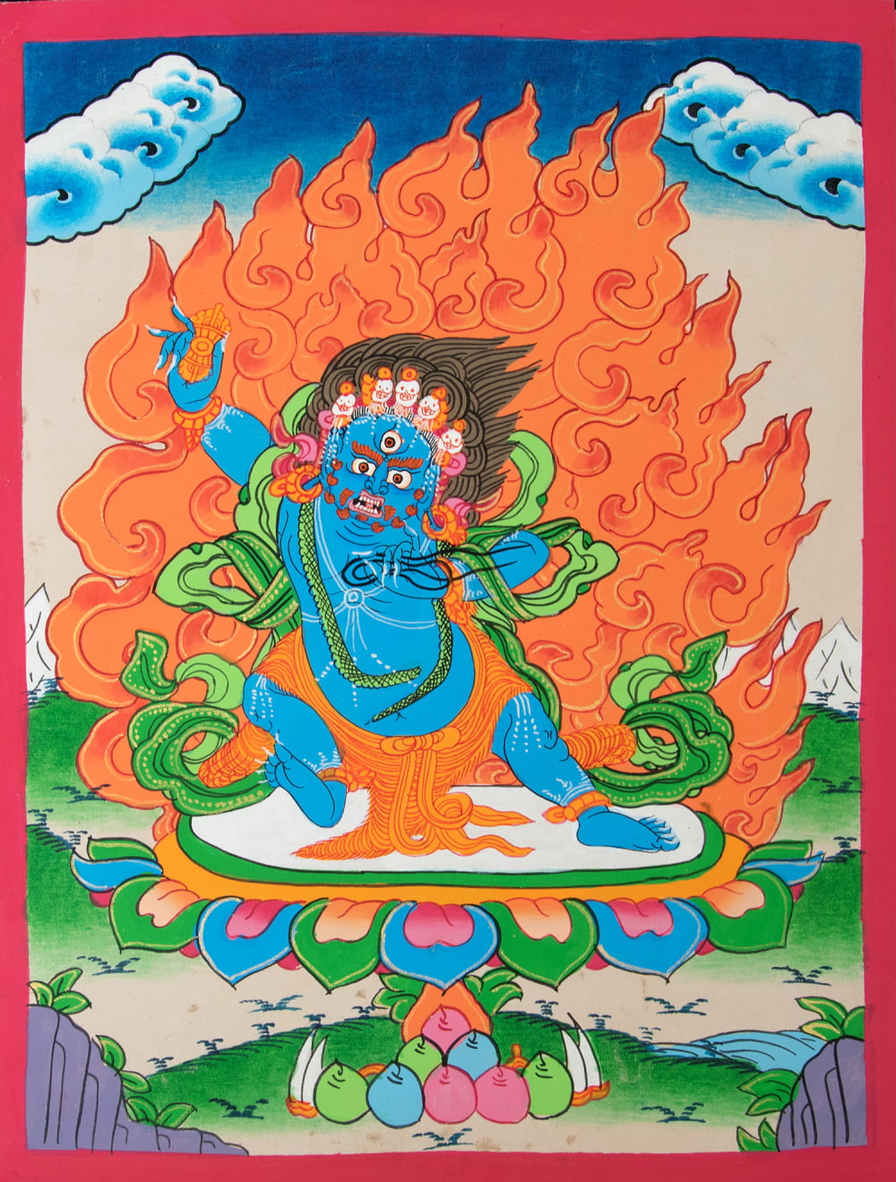 一点物〕タンカ - 金剛手菩薩 ヴァジュラ・パニ[30cm x 40cm] の通販