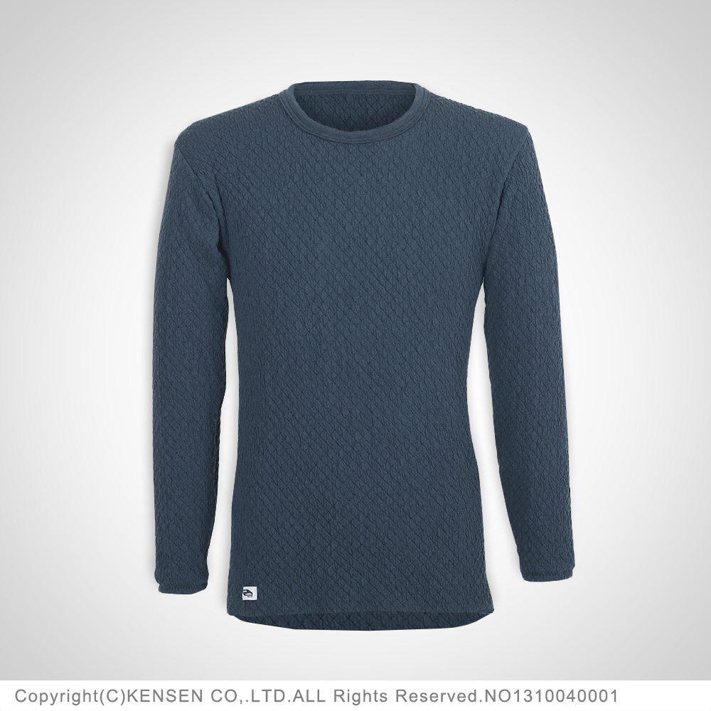 ひだまり本舗 チョモランマ 紳士長袖丸首シャツ（ネービー）：Lサイズ