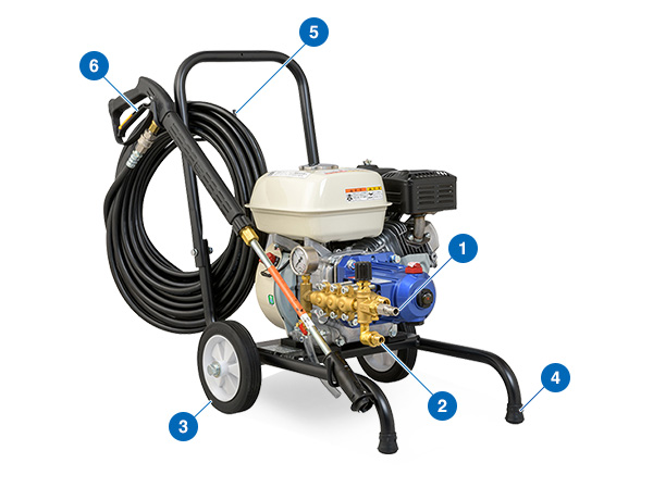 ツルミ）セル付きエンジン高圧洗浄機防音ガン・高圧ホース・給排水