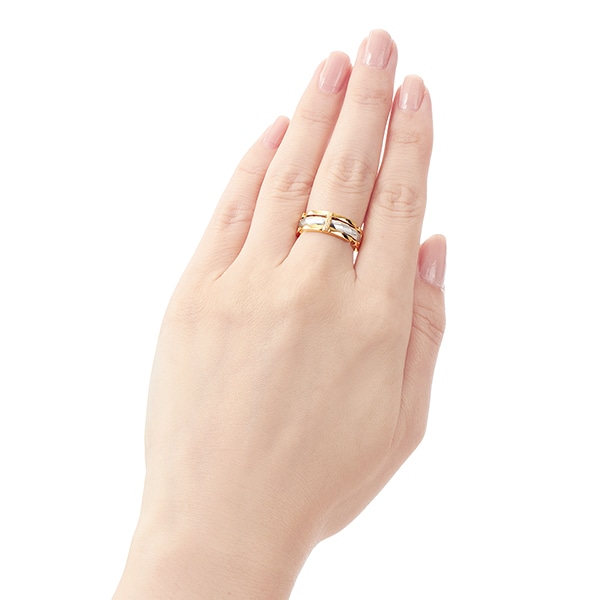 K18イエローゴールド/プラチナダイヤモンドリング(RFR235-001