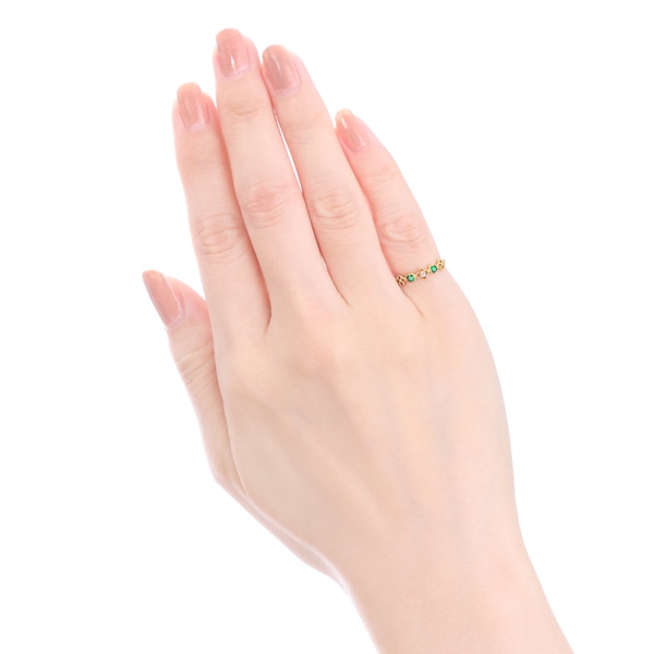 K10イエローゴールドエメラルドリング（ピンキーリング）(RFR839