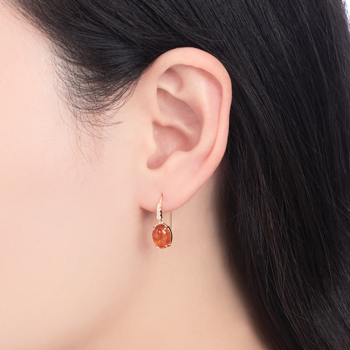 K10イエローゴールドカーネリアンピアス(RPE539-002)|TSUTSUMI