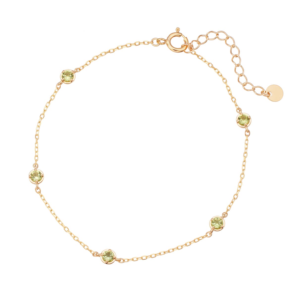 K10イエローゴールドペリドットブレスレット(RBL640)|TSUTSUMI