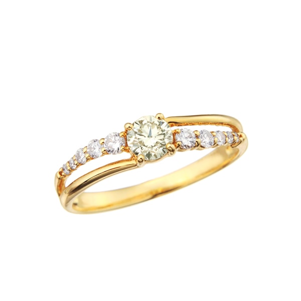 K18イエローゴールド鑑定書付ダイヤモンドリング（0.25カラット