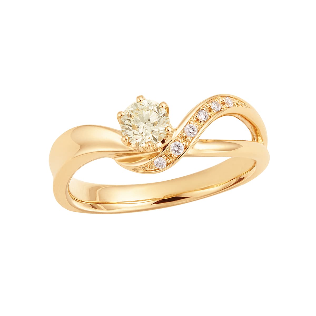 K18イエローゴールド鑑定書付ダイヤモンドリング（0.3カラット