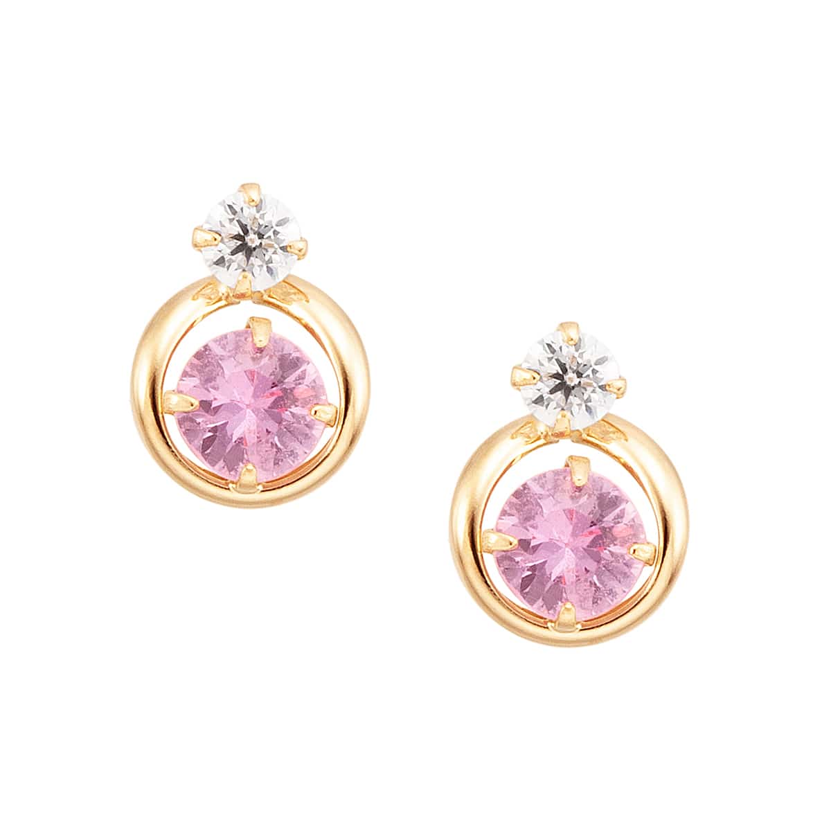 K18イエローゴールドピンクサファイアピアス(RPE610-003)|TSUTSUMI