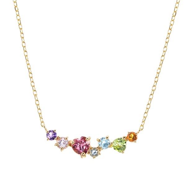 K10イエローゴールドマルチストーンネックレス(RPN450)|TSUTSUMI