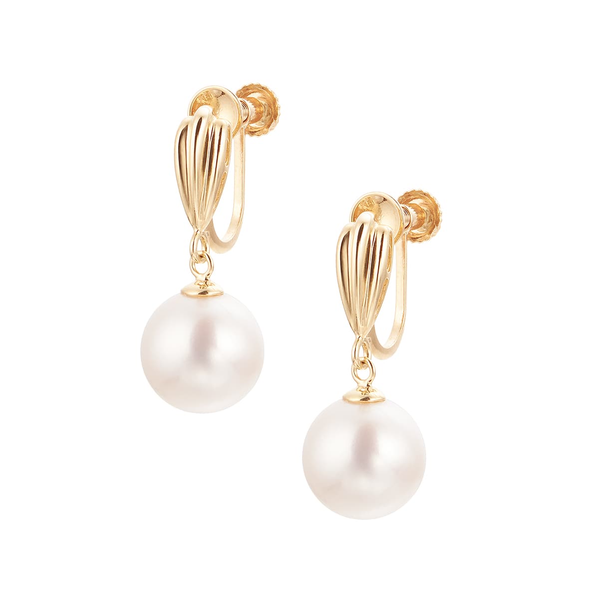 K10ホワイトゴールド淡水パールイヤリング（7.5mm）(RER737)|TSUTSUMI