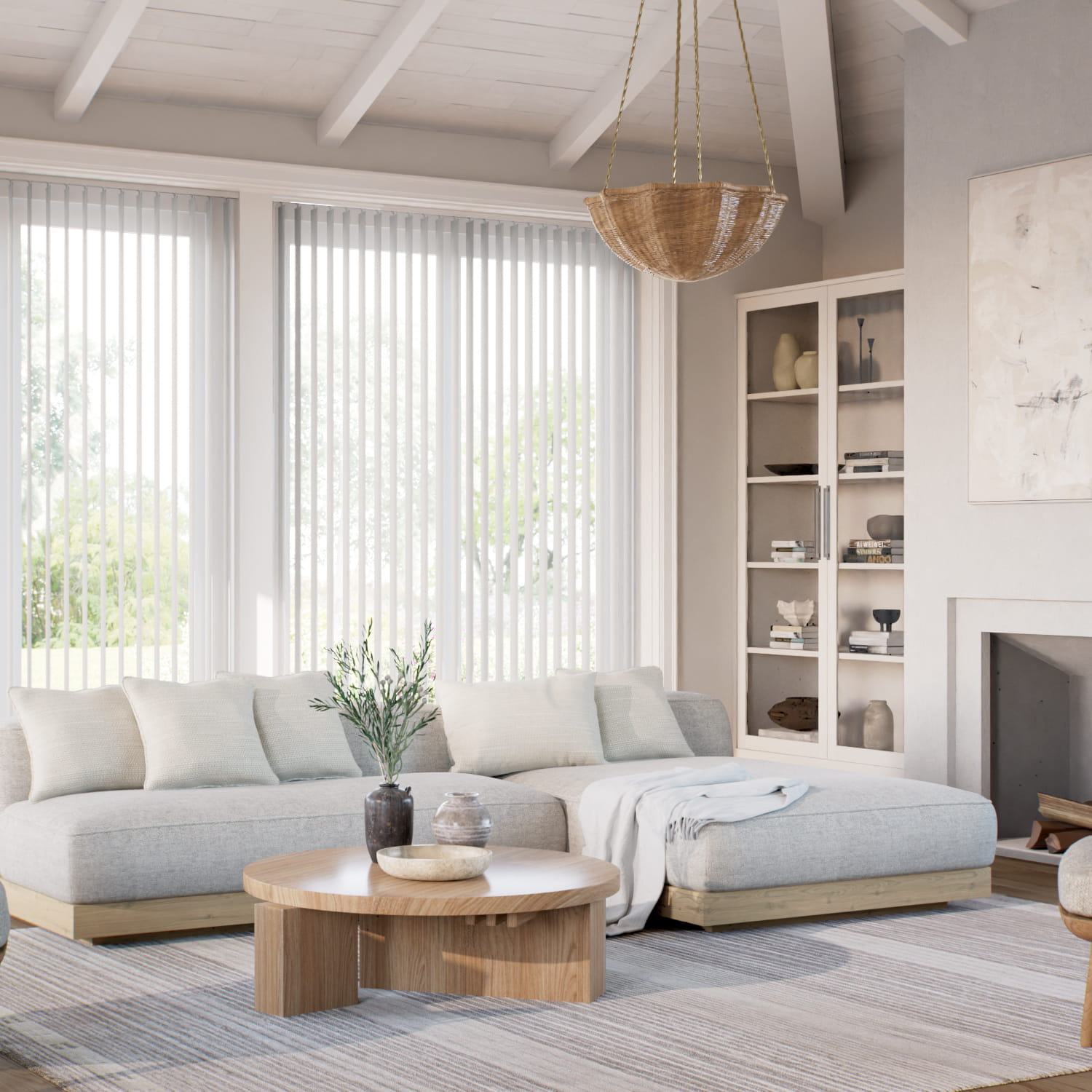 遮光リーフ ホワイト バーチカルブラインド