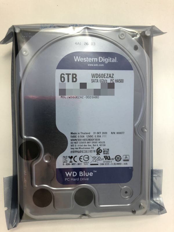 動画編集用PCにもお勧め！Western Digital HDD 6TB WD60EZAZ【レビュー