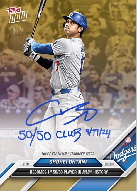 大谷の50/50サイン 1of1カードが出現！ ドジャースがワールドシリーズ