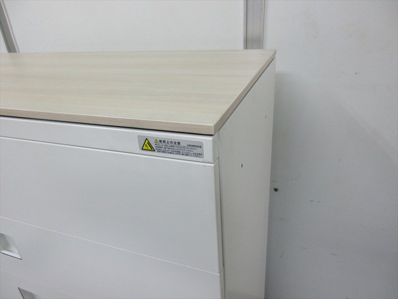 オカムラ レクトライン ラテラル4段 W900×D450×H1115 ZA75色 木目天板