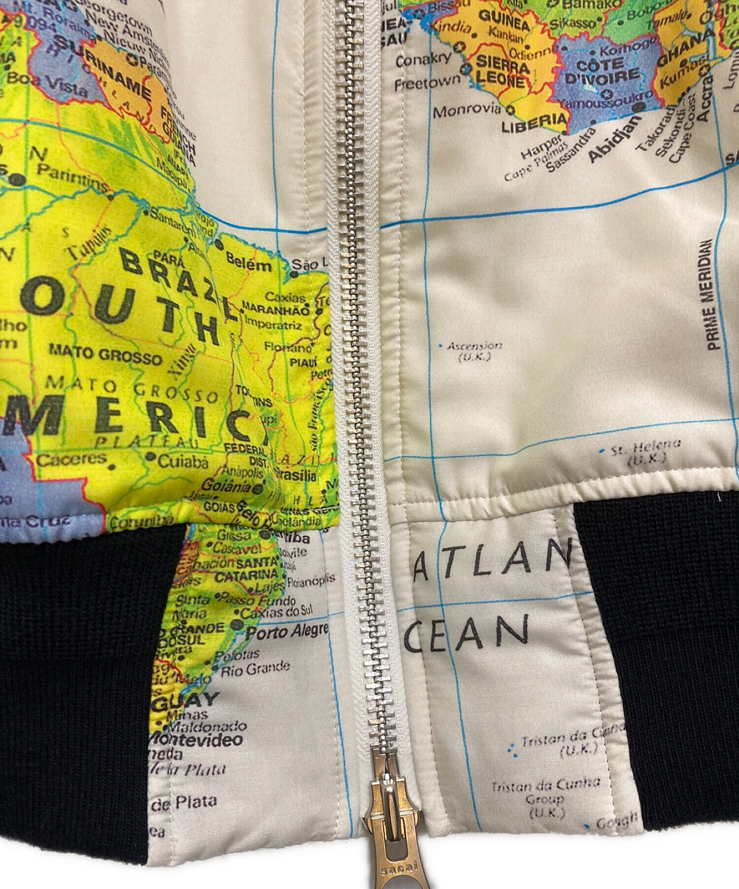 中古・古着通販】sacai (サカイ) WORLD MAP BLOUSON ホワイト×グリーン