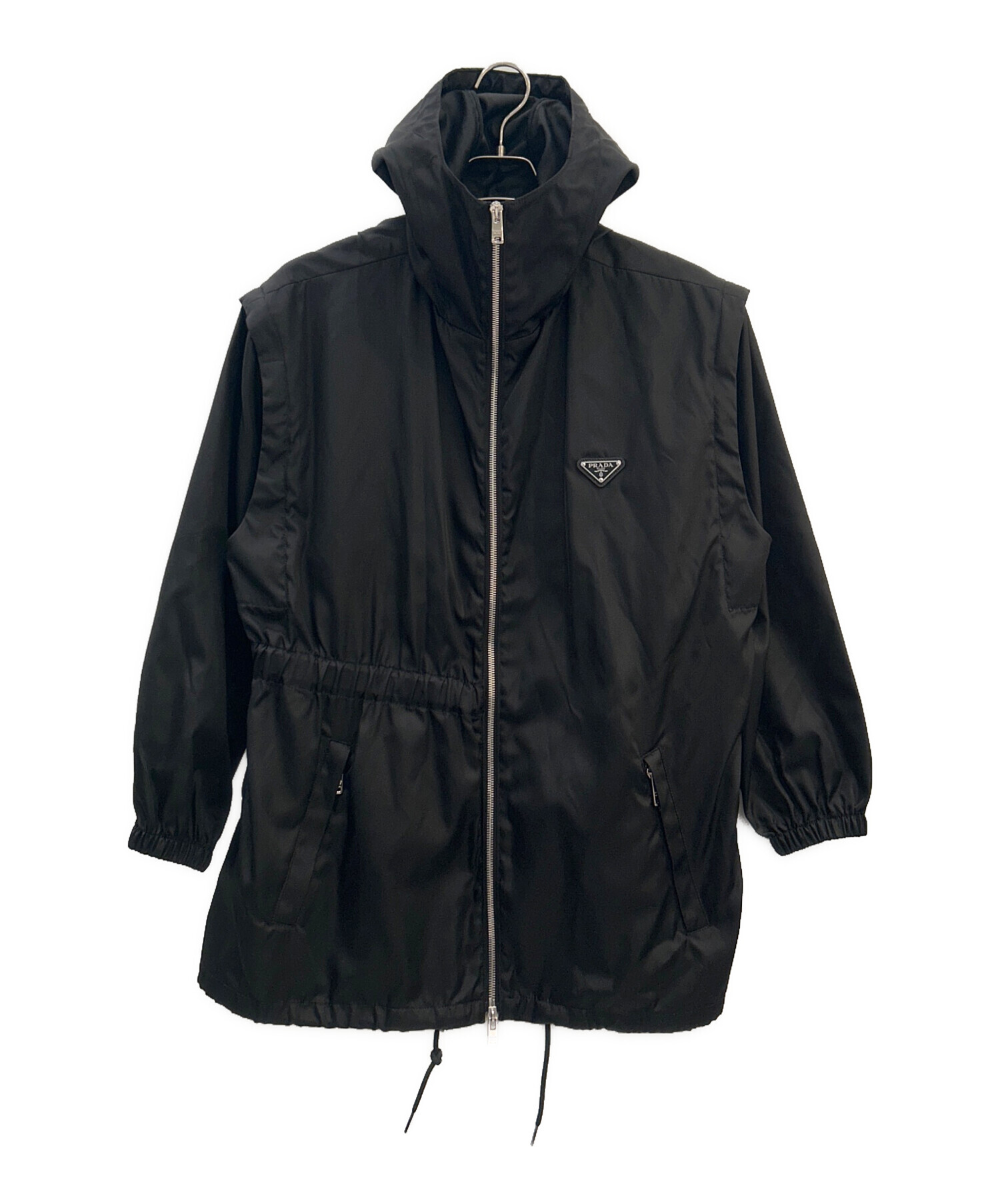 中古・古着通販】PRADA (プラダ) ベルト付ナイロンジャケット ブラック