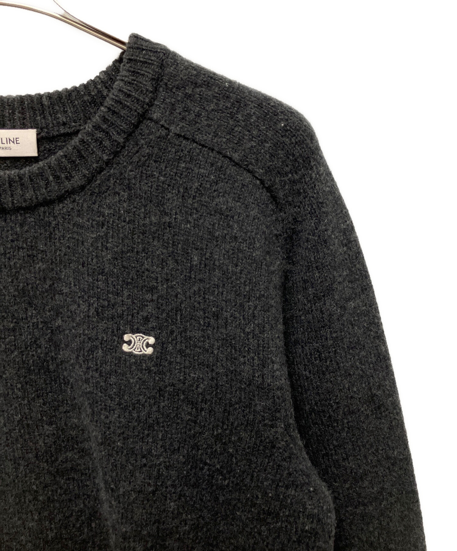 中古・古着通販】CELINE (セリーヌ) トリオンフ刺繍ニット グレー