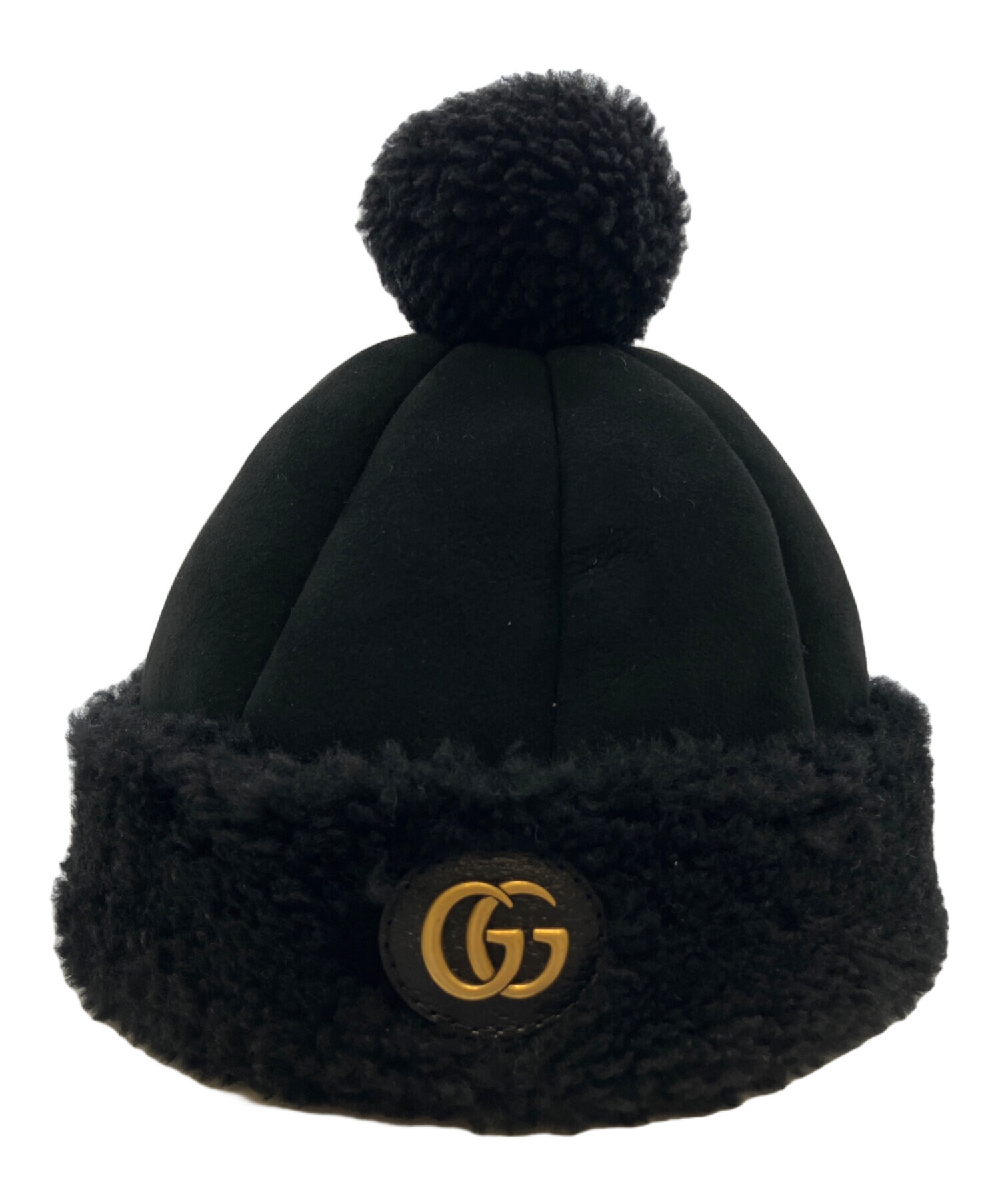 中古・古着通販】GUCCI (グッチ) ムートンボアニットキャップ ブラック