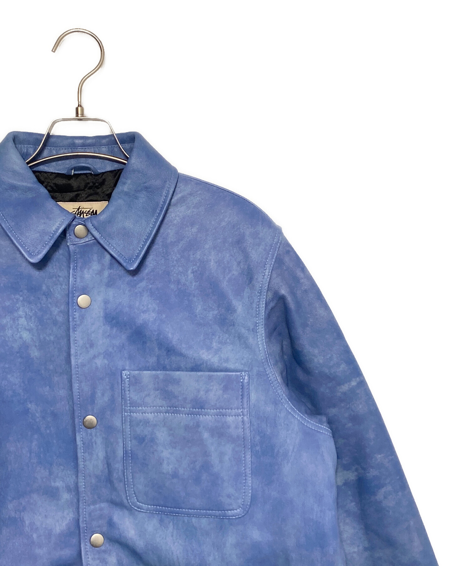 中古・古着通販】stussy (ステューシー) LEATHER OVERSHIRT ブルー