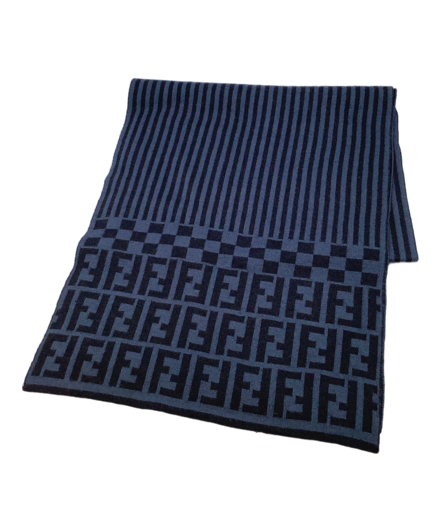 中古・古着通販】FENDI (フェンディ) マフラー ブラック×ブルー