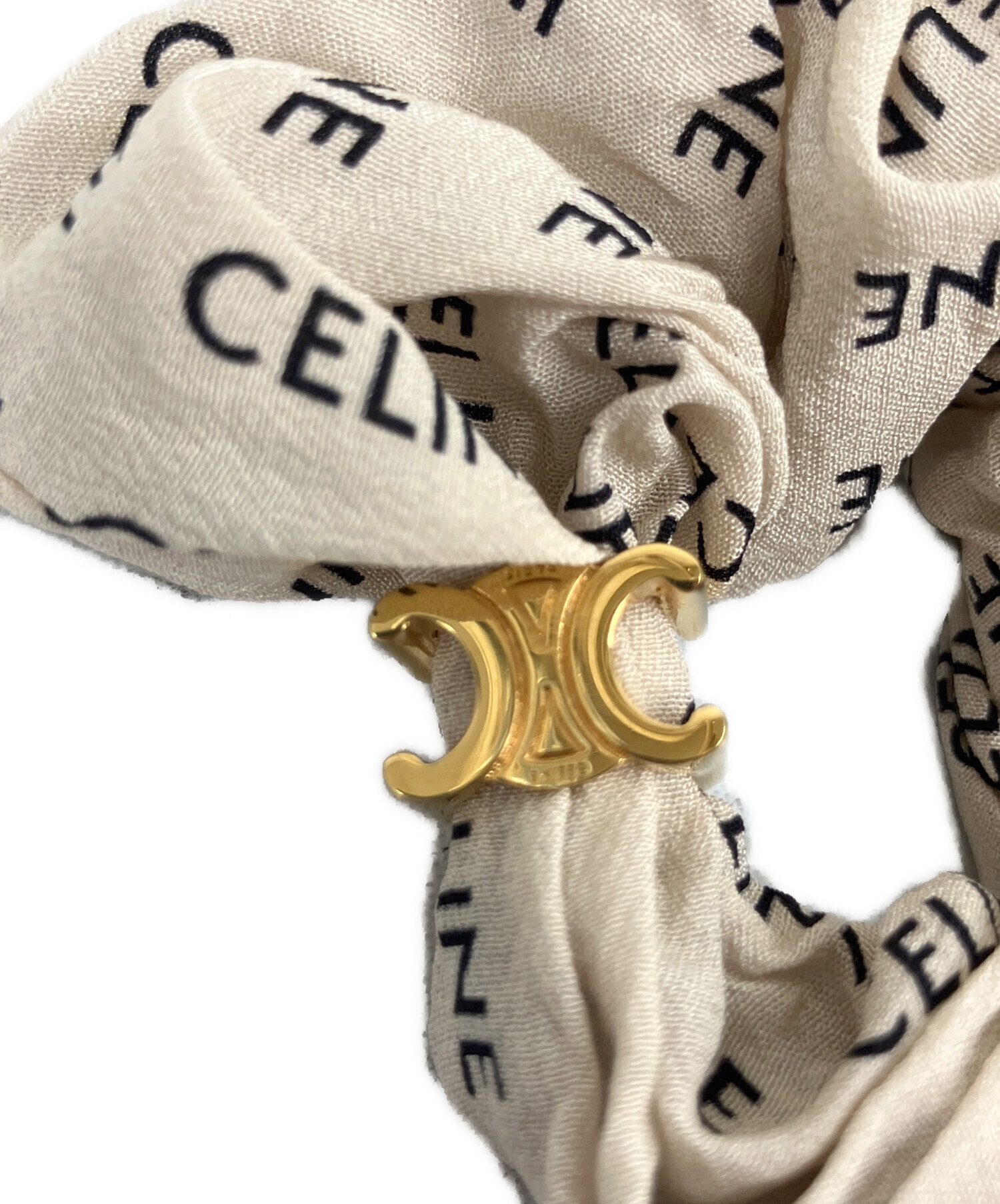 中古・古着通販】CELINE (セリーヌ) シュシュ ベージュ×ゴールド