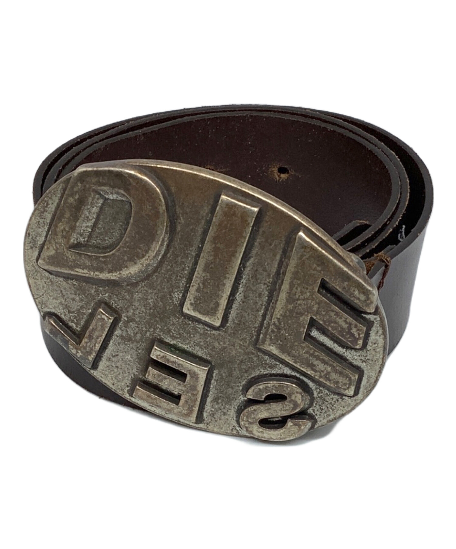 中古・古着通販】DIESEL (ディーゼル) レザーベルト ロゴ ブラウン