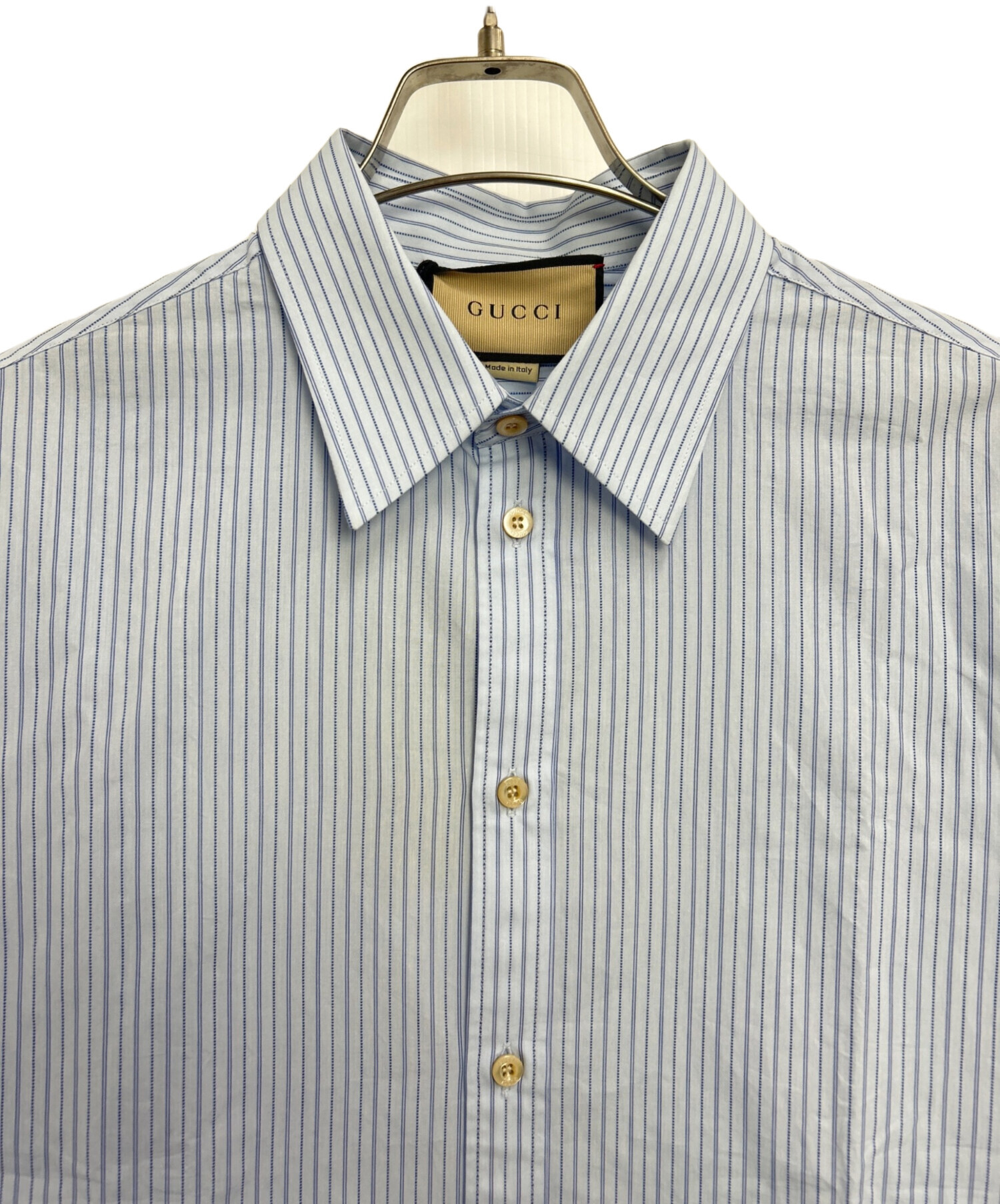 中古・古着通販】GUCCI (グッチ) ストライプシャツ ブルー サイズ:15++