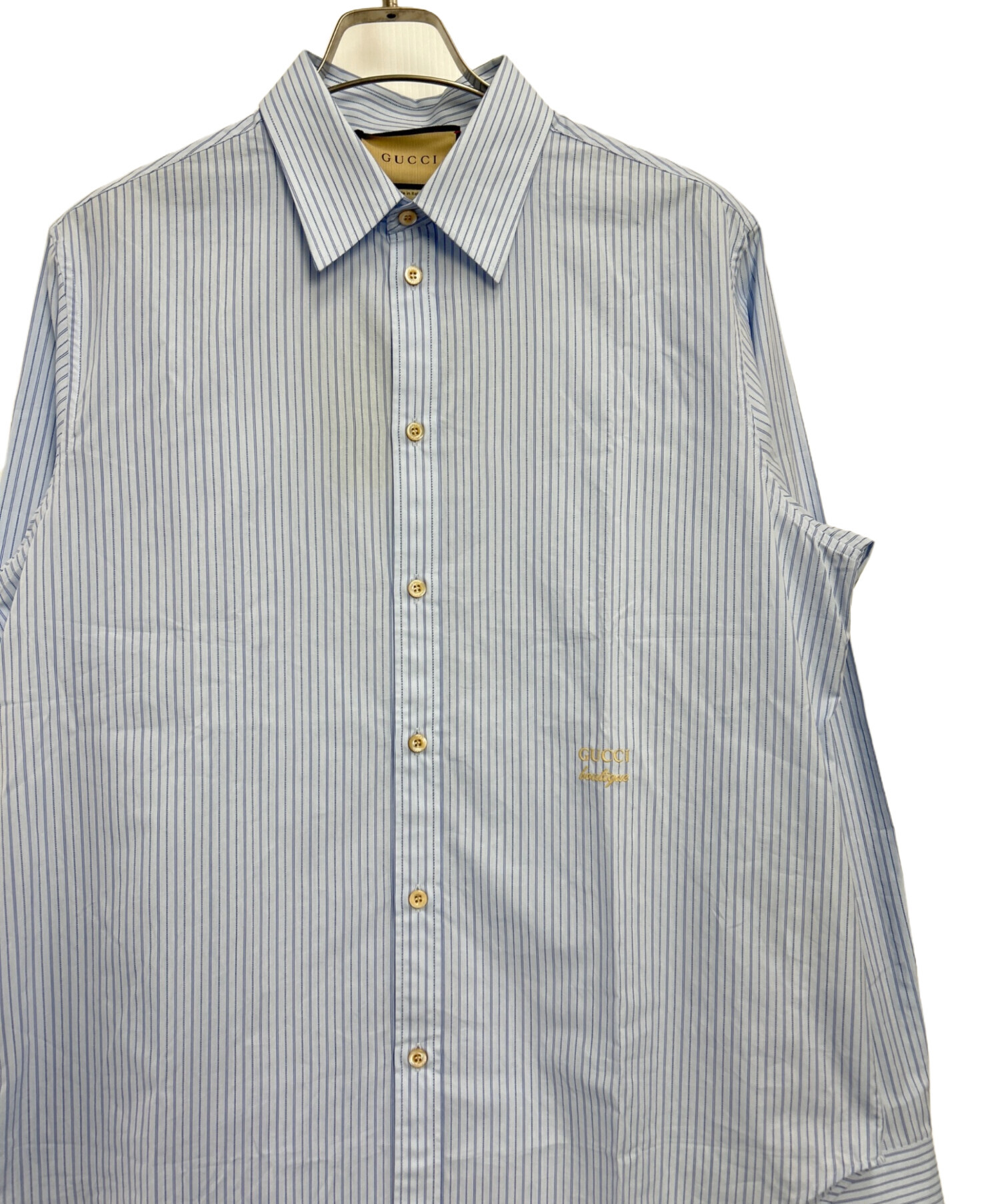 中古・古着通販】GUCCI (グッチ) ストライプシャツ ブルー サイズ:15++