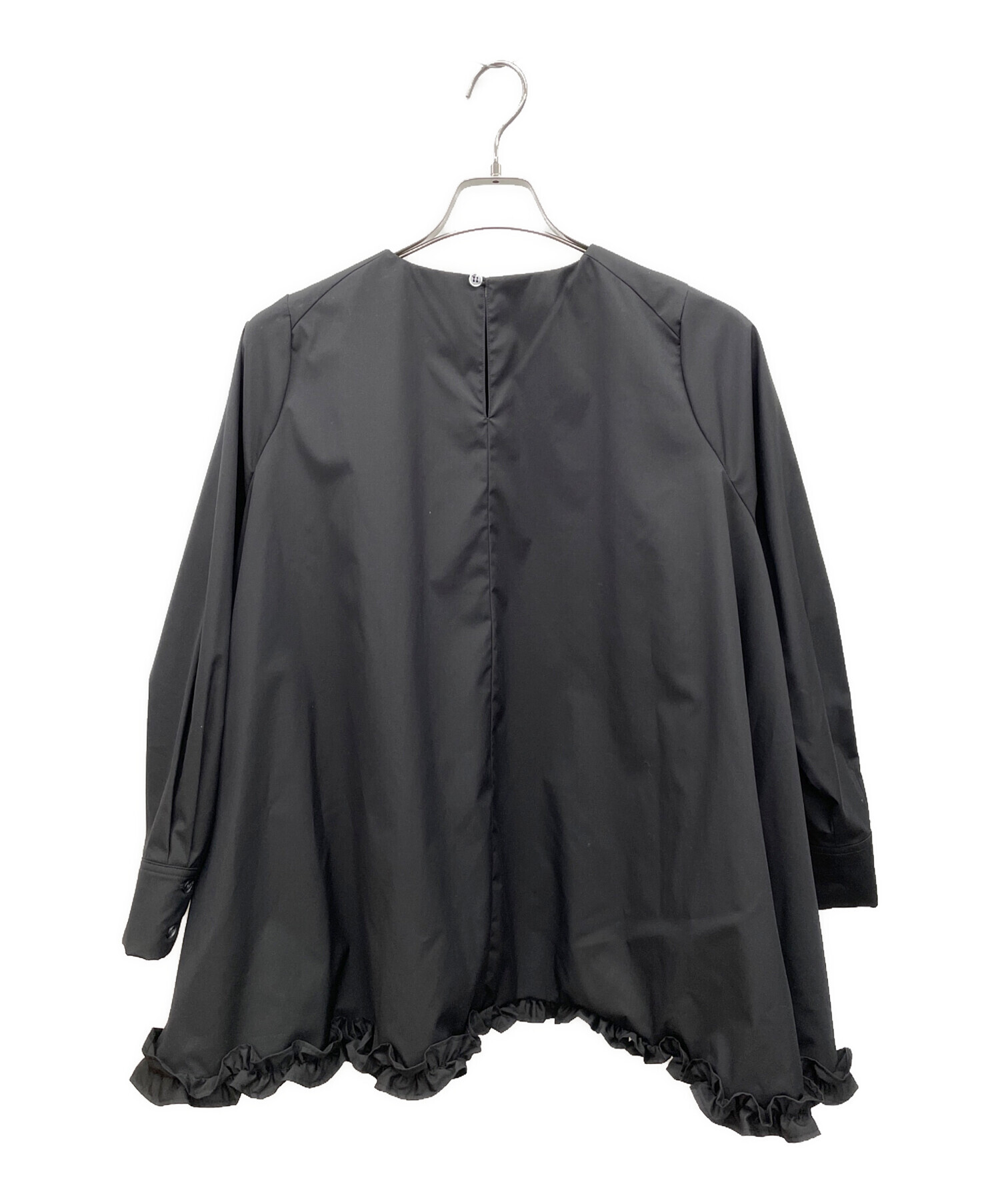 中古・古着通販】OHGA (オオガ) 裾フリルブラウス ブラック サイズ:F