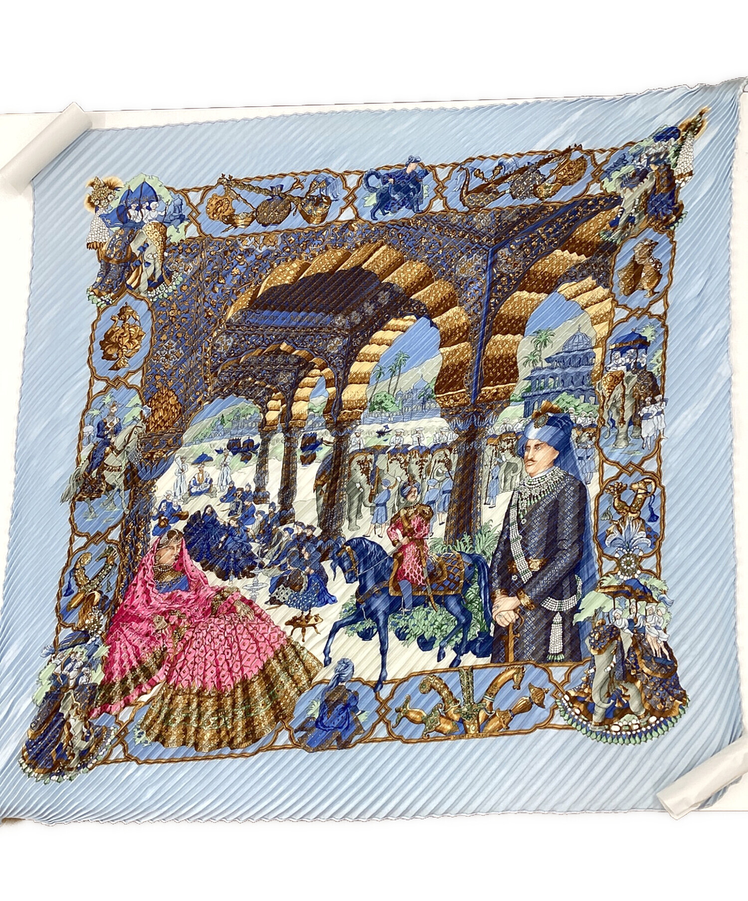 中古・古着通販】HERMES (エルメス) プリーツスカーフ ブルー