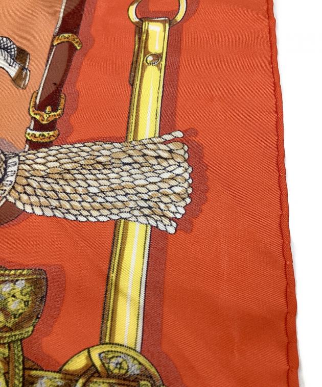 中古・古着通販】GUCCI (グッチ) 馬柄 シルクスカーフ オレンジ