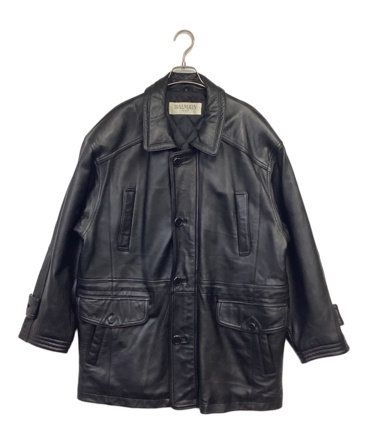 中古・古着通販】BALMAIN (バルマン) レザージャケット ブラック