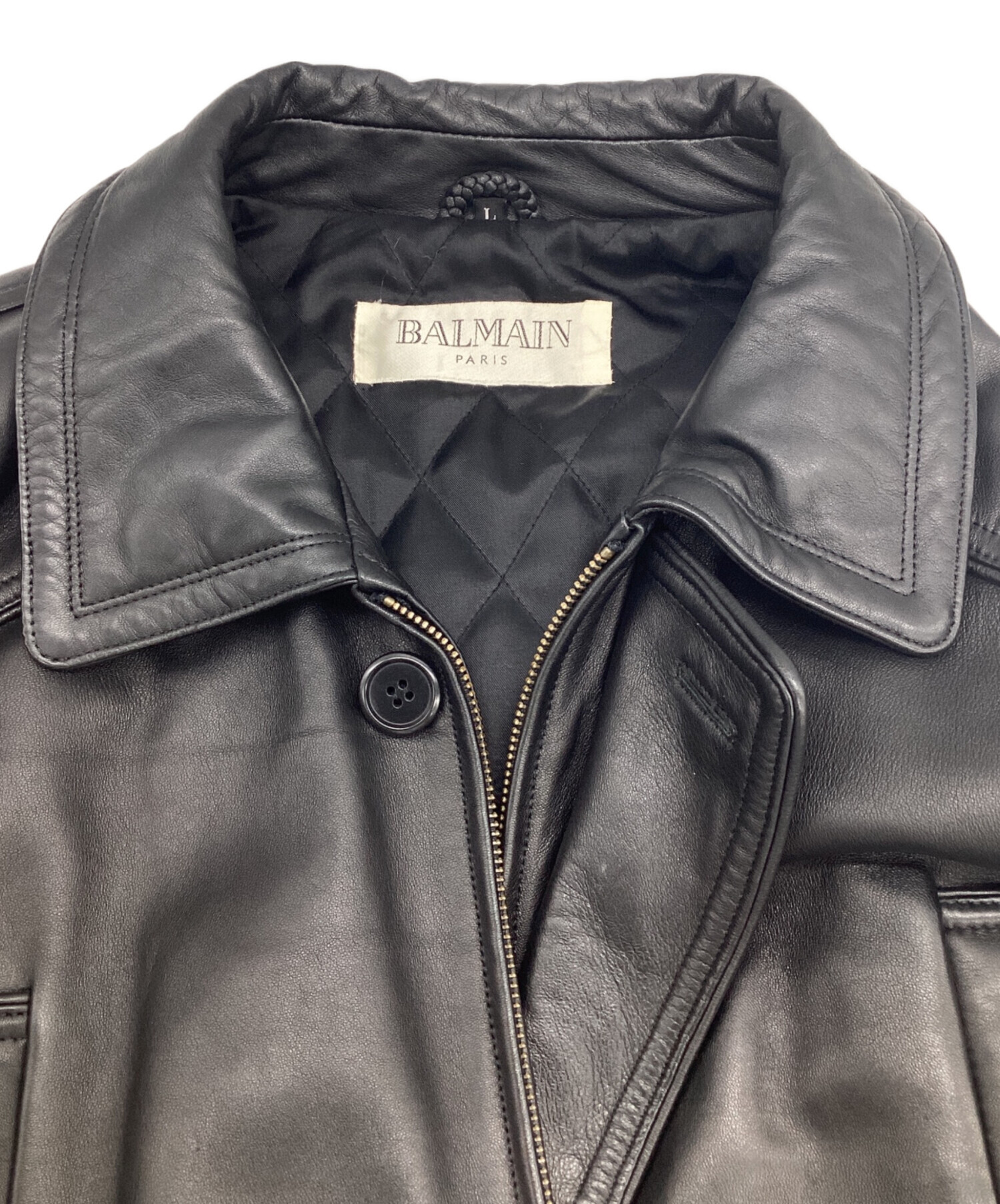 中古・古着通販】BALMAIN (バルマン) レザージャケット ブラック