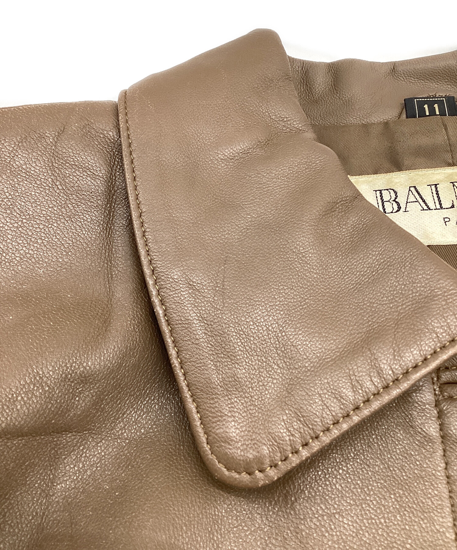 中古・古着通販】BALMAIN (バルマン) ラムレザージャケット ブラウン