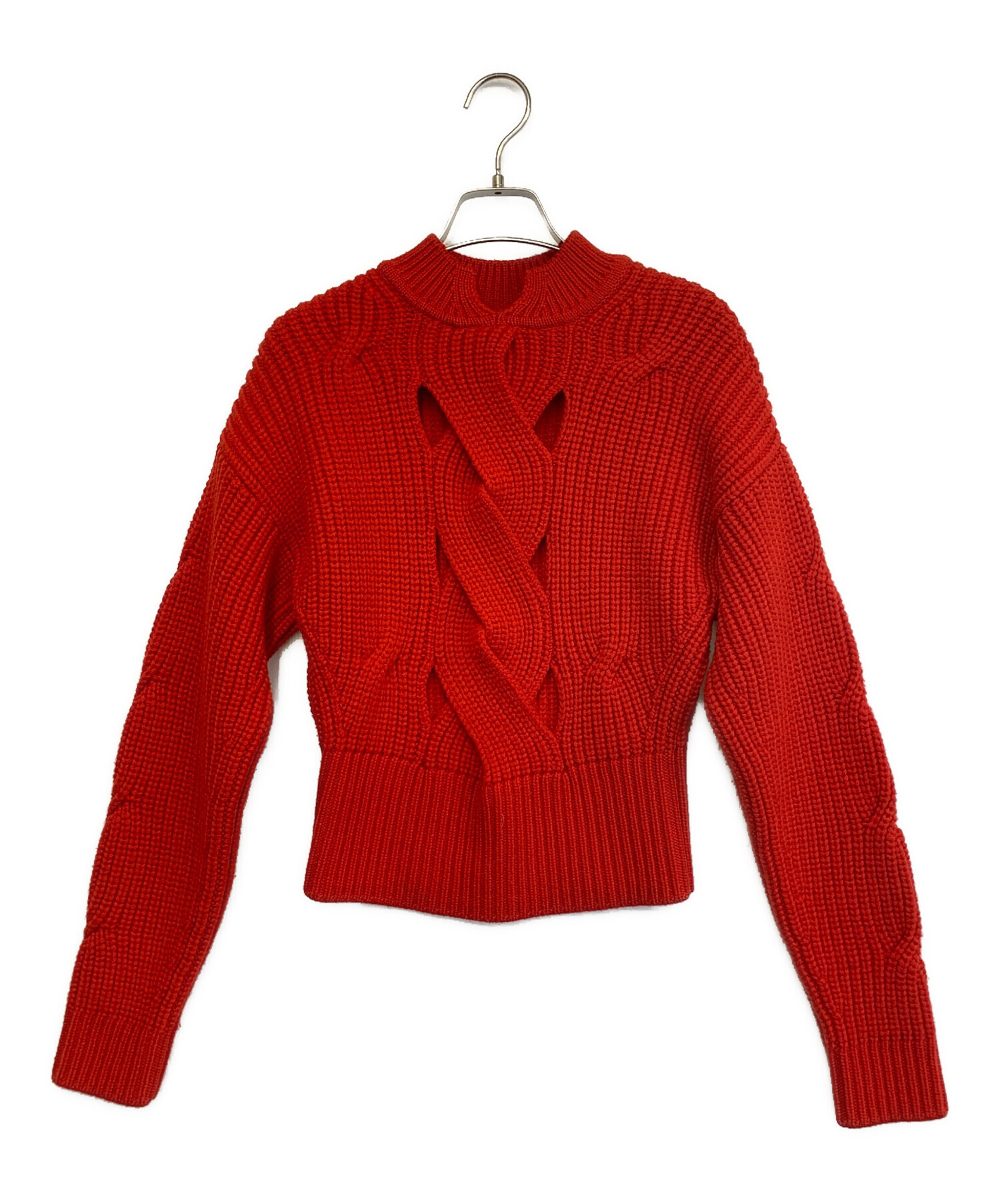 中古・古着通販】patou (パトゥ) クロップドケーブルニット レッド