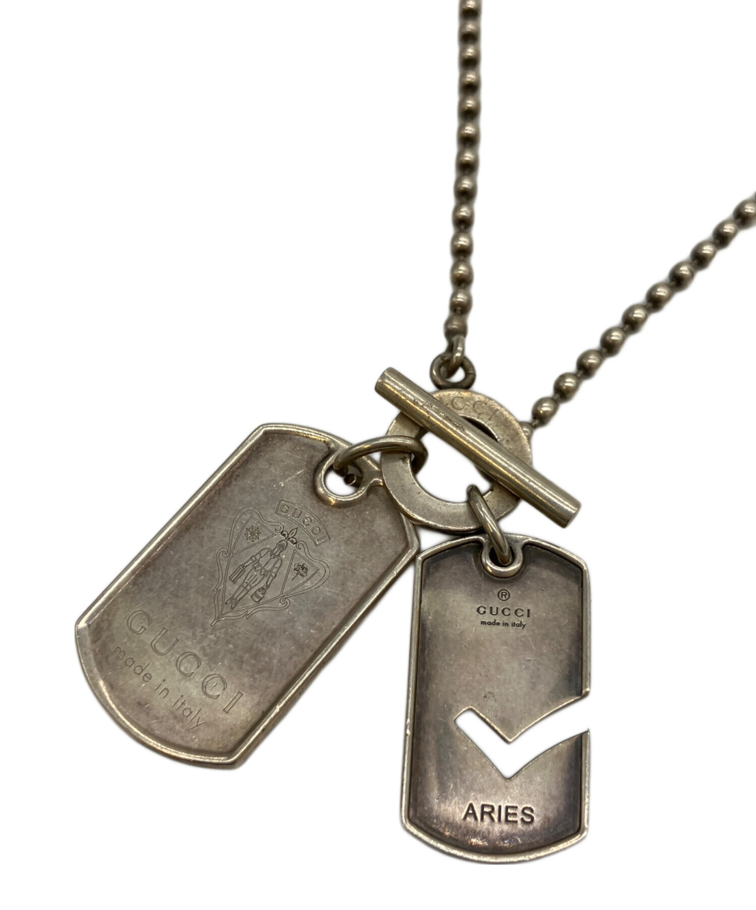 中古・古着通販】GUCCI (グッチ) ダブルドッグタグネックレス シルバー