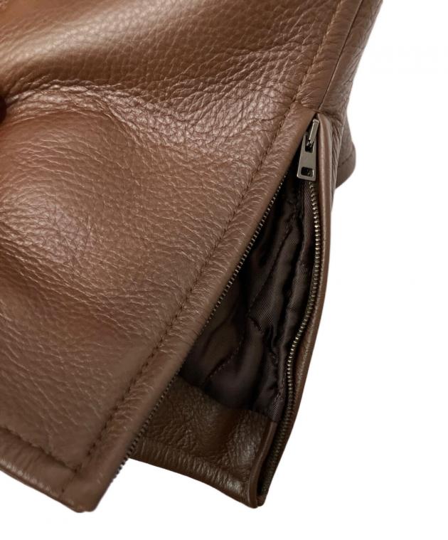 中古・古着通販】BRIONI (ブリオーニ) レザーブルゾン ブラウン サイズ