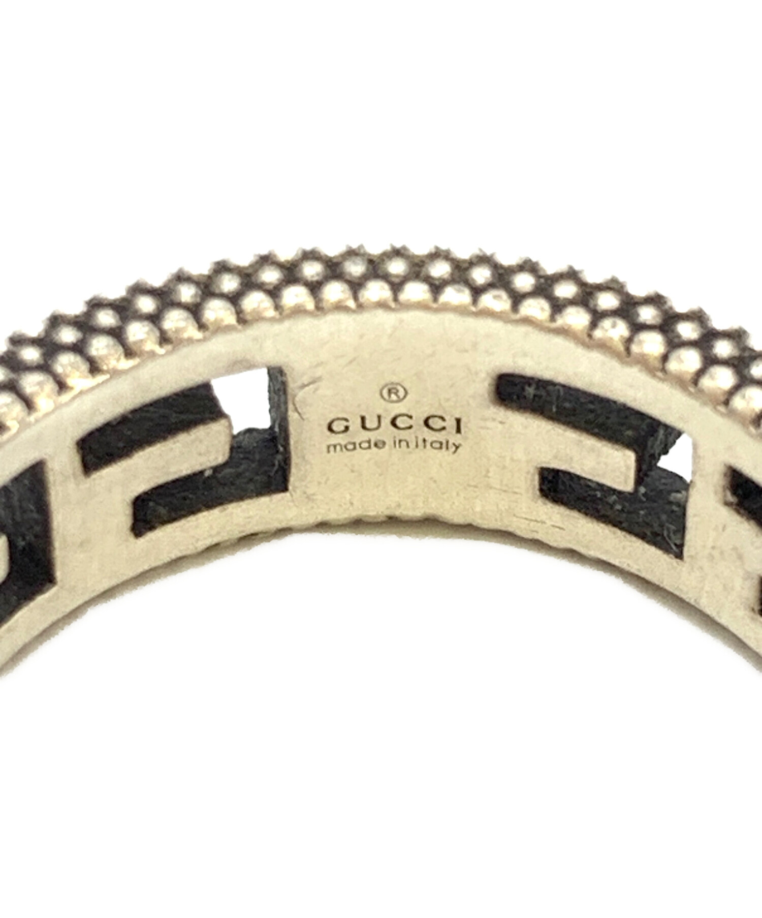 中古・古着通販】GUCCI (グッチ) スクエアGリング アラベスク シルバー