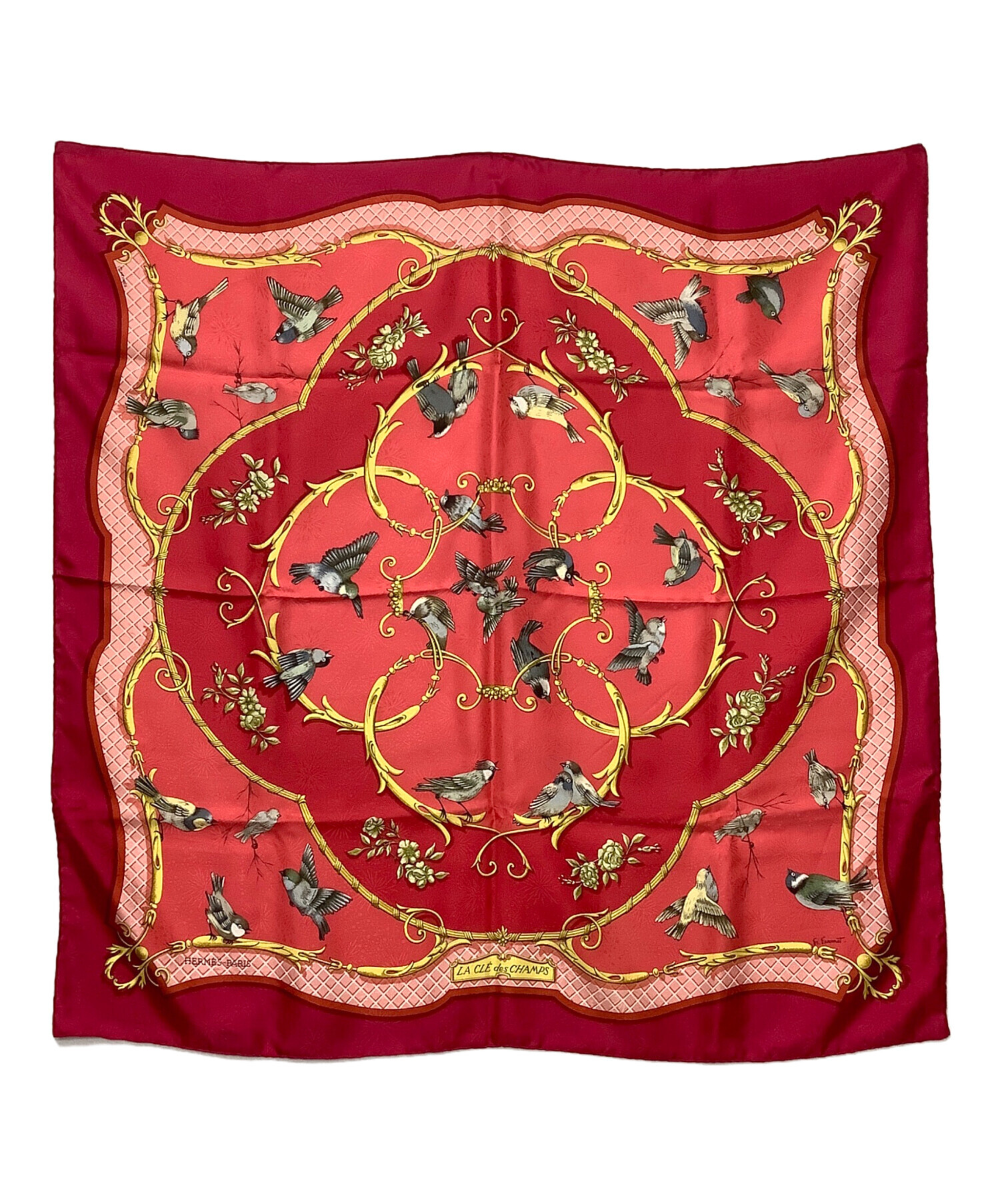 中古・古着通販】HERMES (エルメス) シルクスカーフ レッド｜ブランド