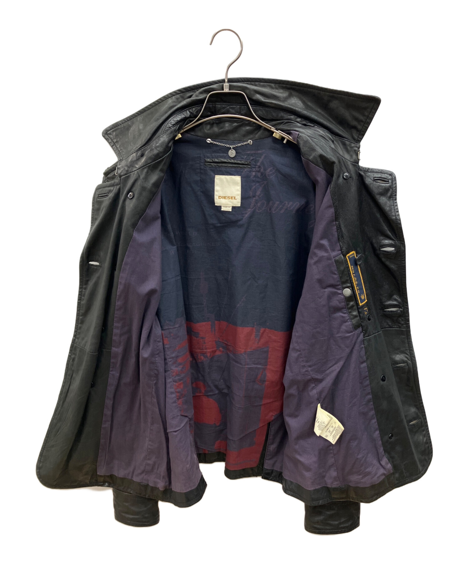 中古・古着通販】DIESEL (ディーゼル) ラムレザージャケット ブラック