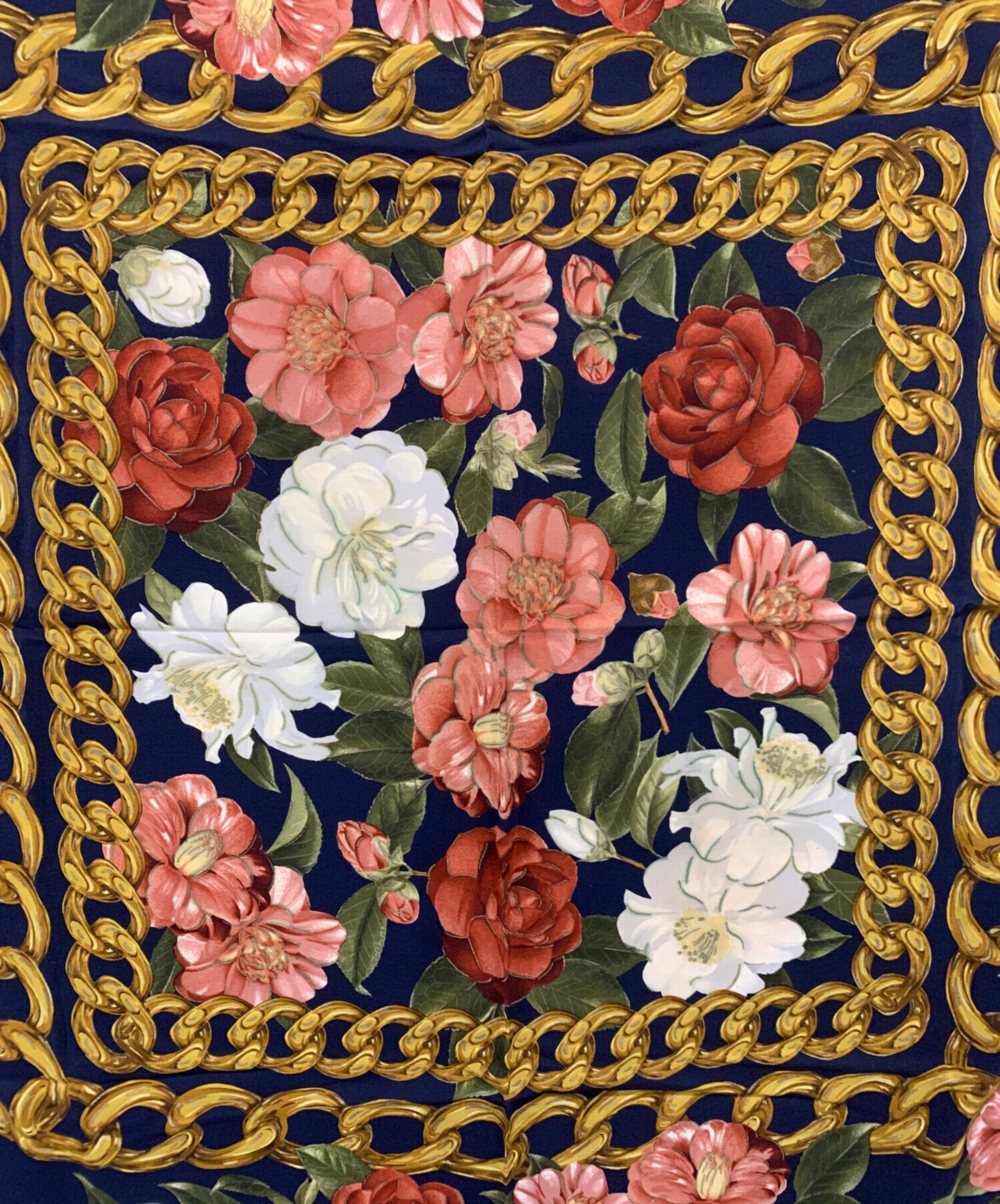 中古・古着通販】CHANEL (シャネル) スカーフ 花柄 ネイビー｜ブランド