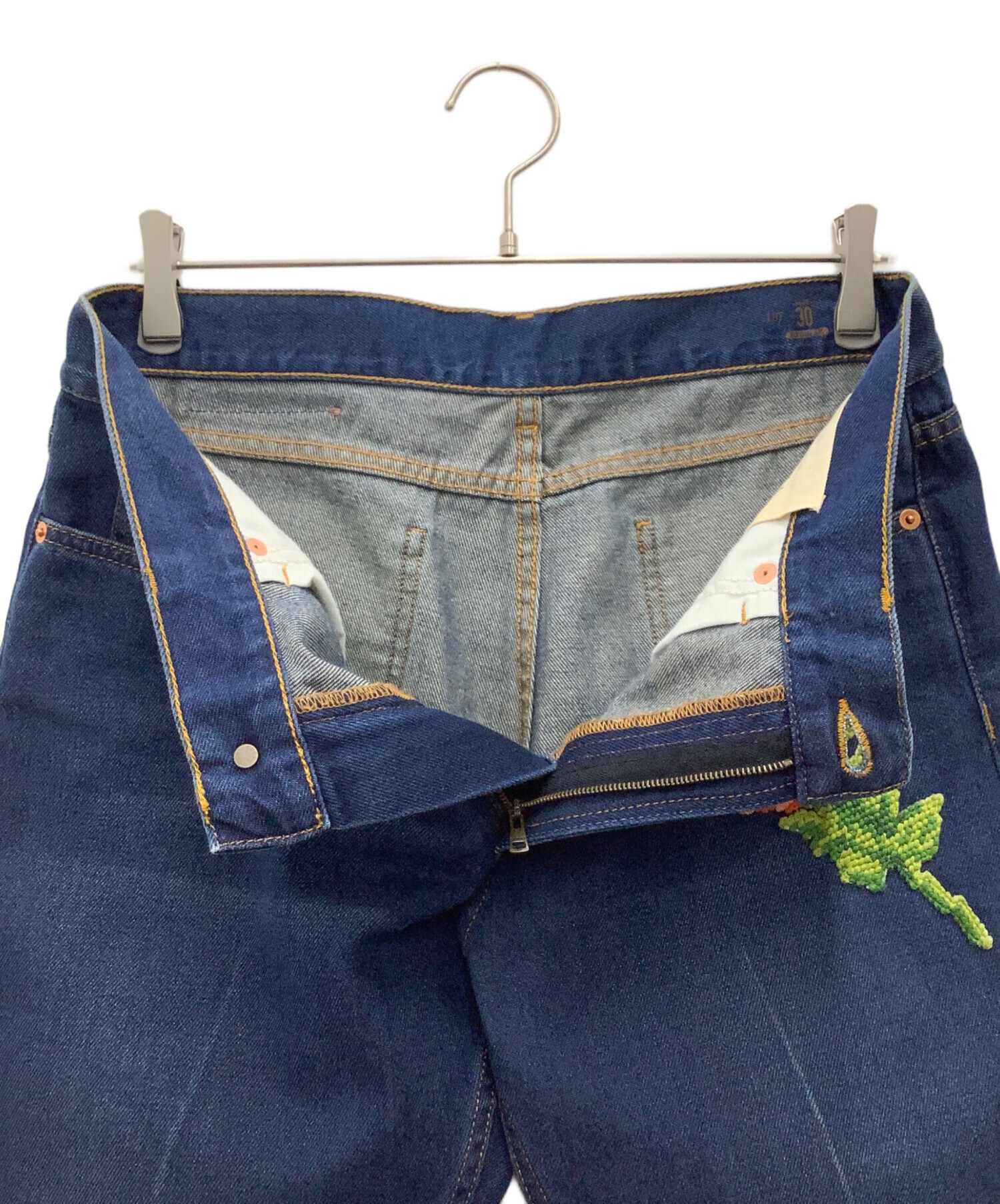 中古・古着通販】GUCCI (グッチ) デニムパンツ タイガーフラワー刺繍