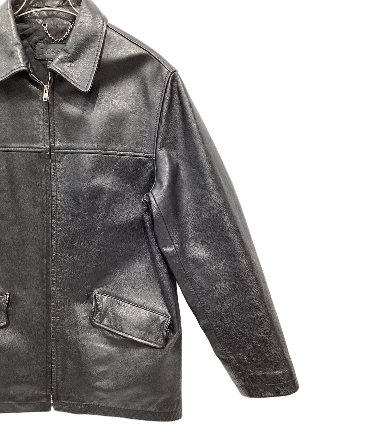 中古・古着通販】J.CREW (ジェイクルー) レザーカーコート ブラック