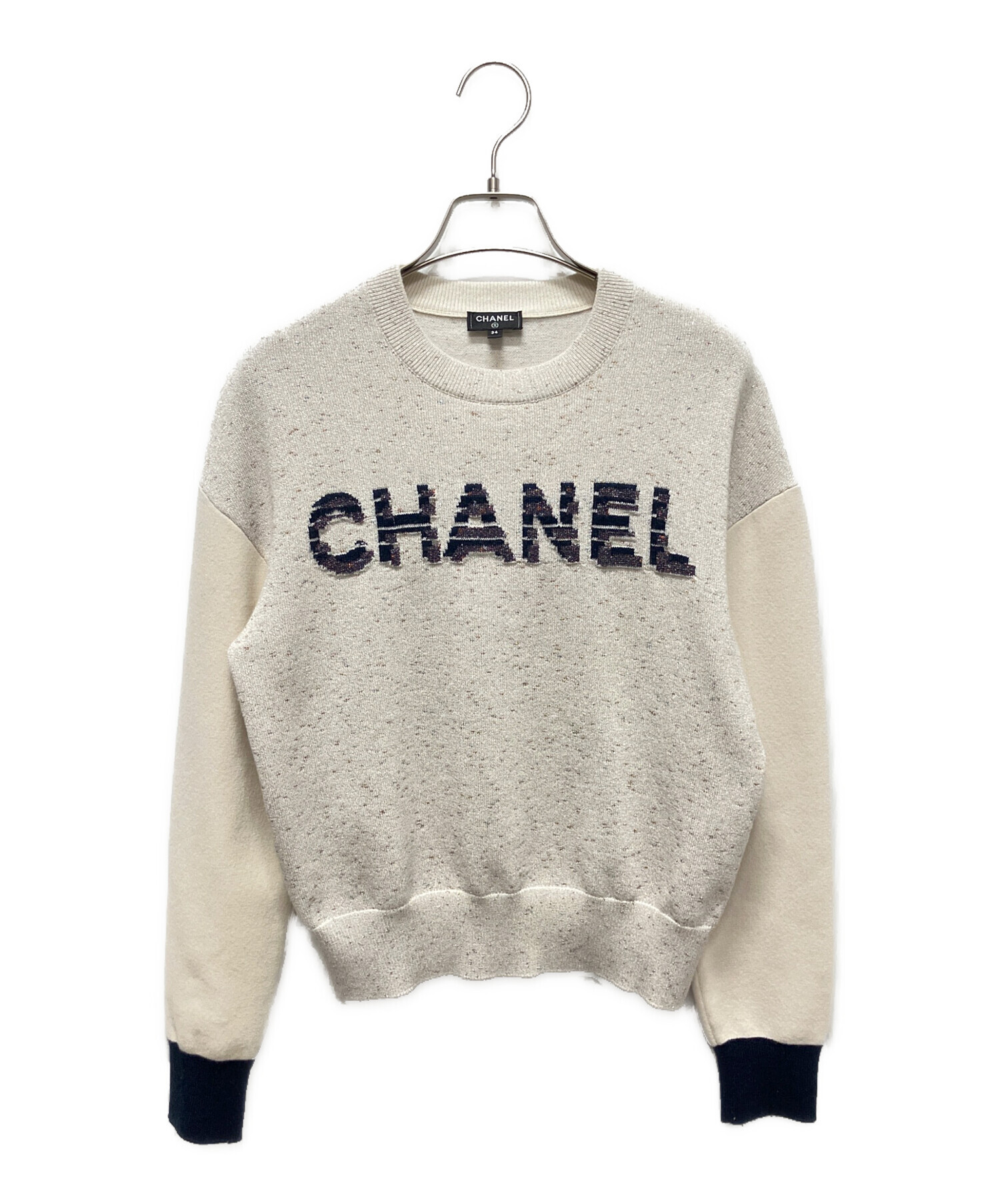 中古・古着通販】CHANEL (シャネル) P62 カシミヤ ラメ加工 ロゴ