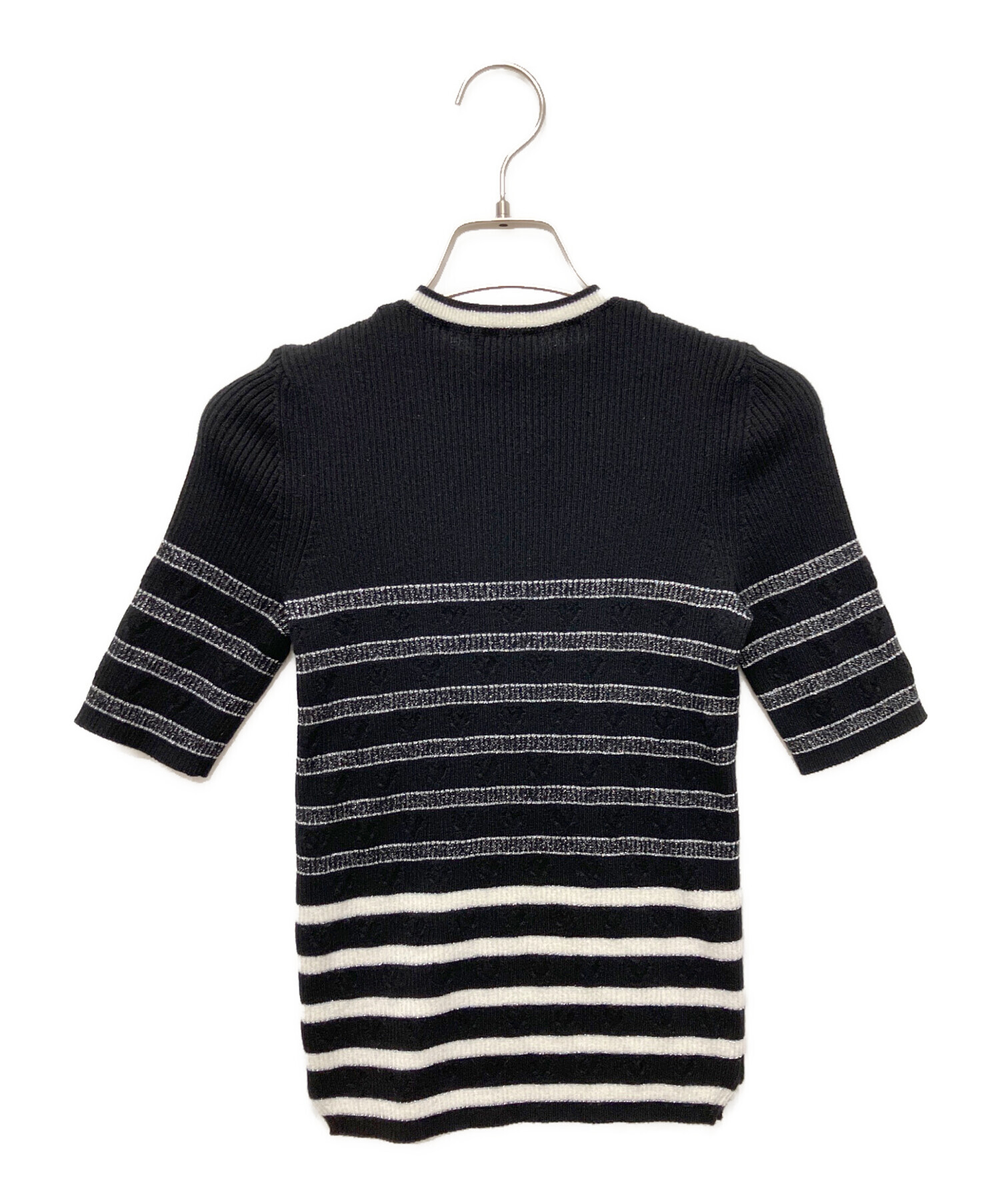 中古・古着通販】CHANEL (シャネル) ココマークボーダー半袖ニット