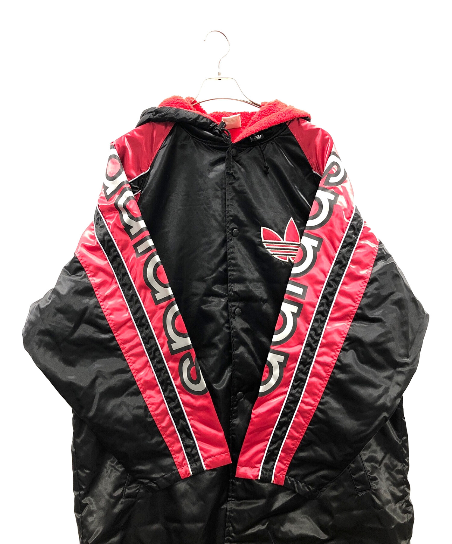 中古・古着通販】adidas (アディダス) ベンチコート ブラック×レッド