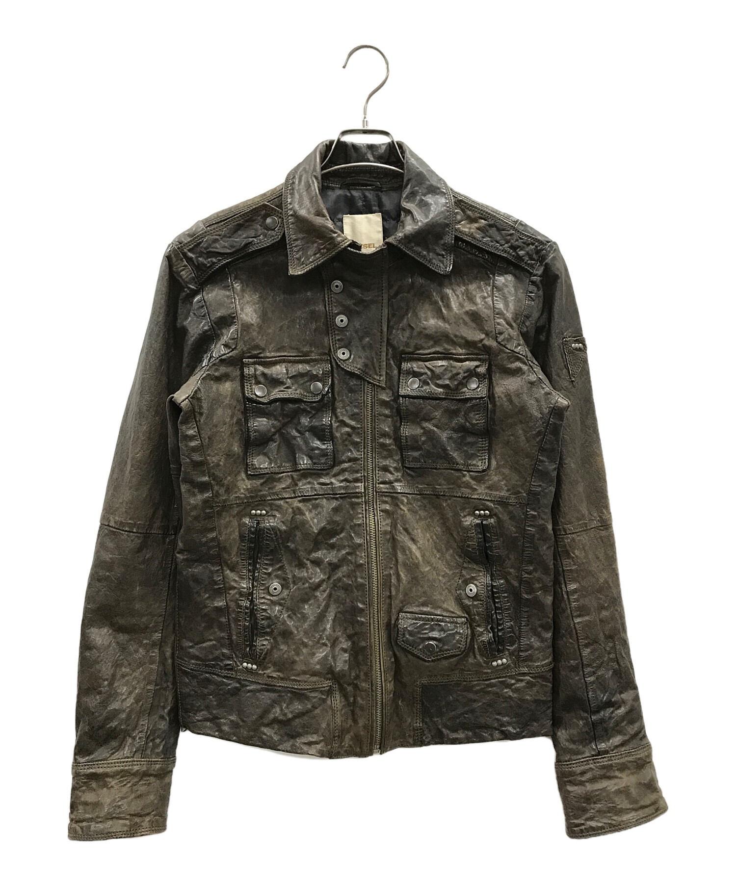 中古・古着通販】DIESEL (ディーゼル) シングルレザーライダース